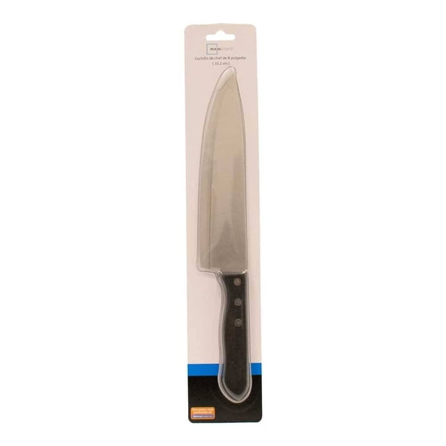 Cuchillo de Chef Mainstays de Acero Inoxidable Mango Negro de Madera 33.2 cm