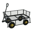 thumbnail image 2 of TidBay 880lbs Capacity Garden Cart, Heavy Duty Mesh Metal Utility Wagon with Flat-Free Tires, Removable Sides, Flexible Handle Yard Cart (Yellow), 2 of 6