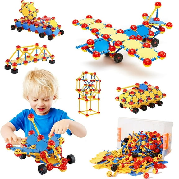 STEM Toys Building Blocks Set, 160 Pieces Construction Building Sets, Preschool Toys for Ages 3 Kids, Creative Inspirational Fun Educational Toys, Blocks Game Kit for Boys and Girls