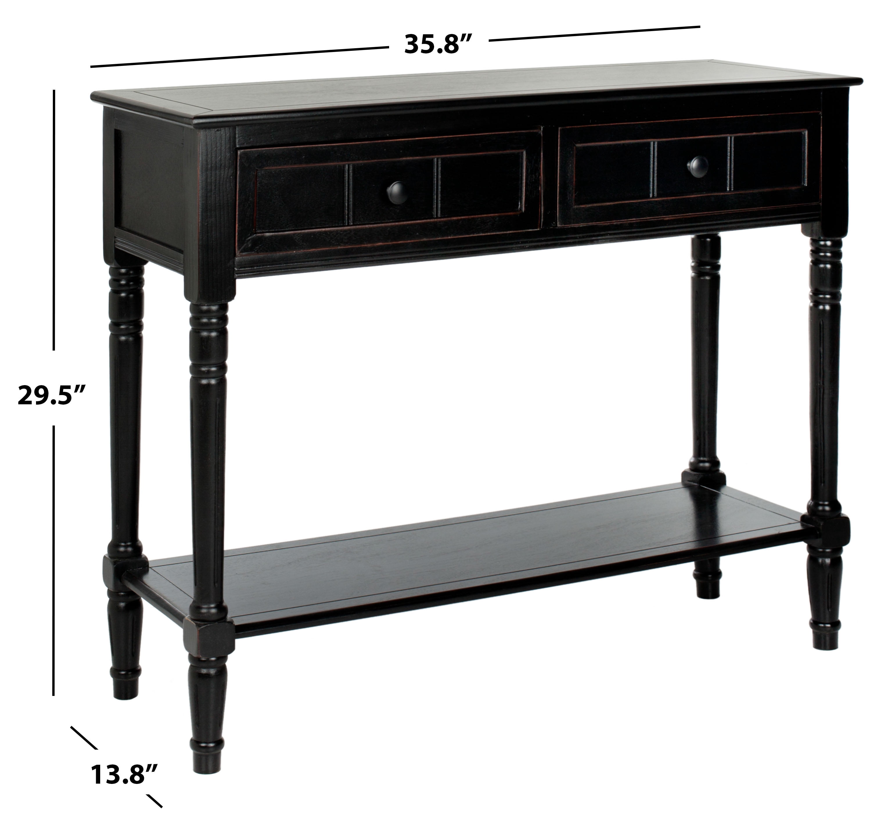 SAFAVIEH Samantha Contemporary 2 Drawer Console, Distressed Black