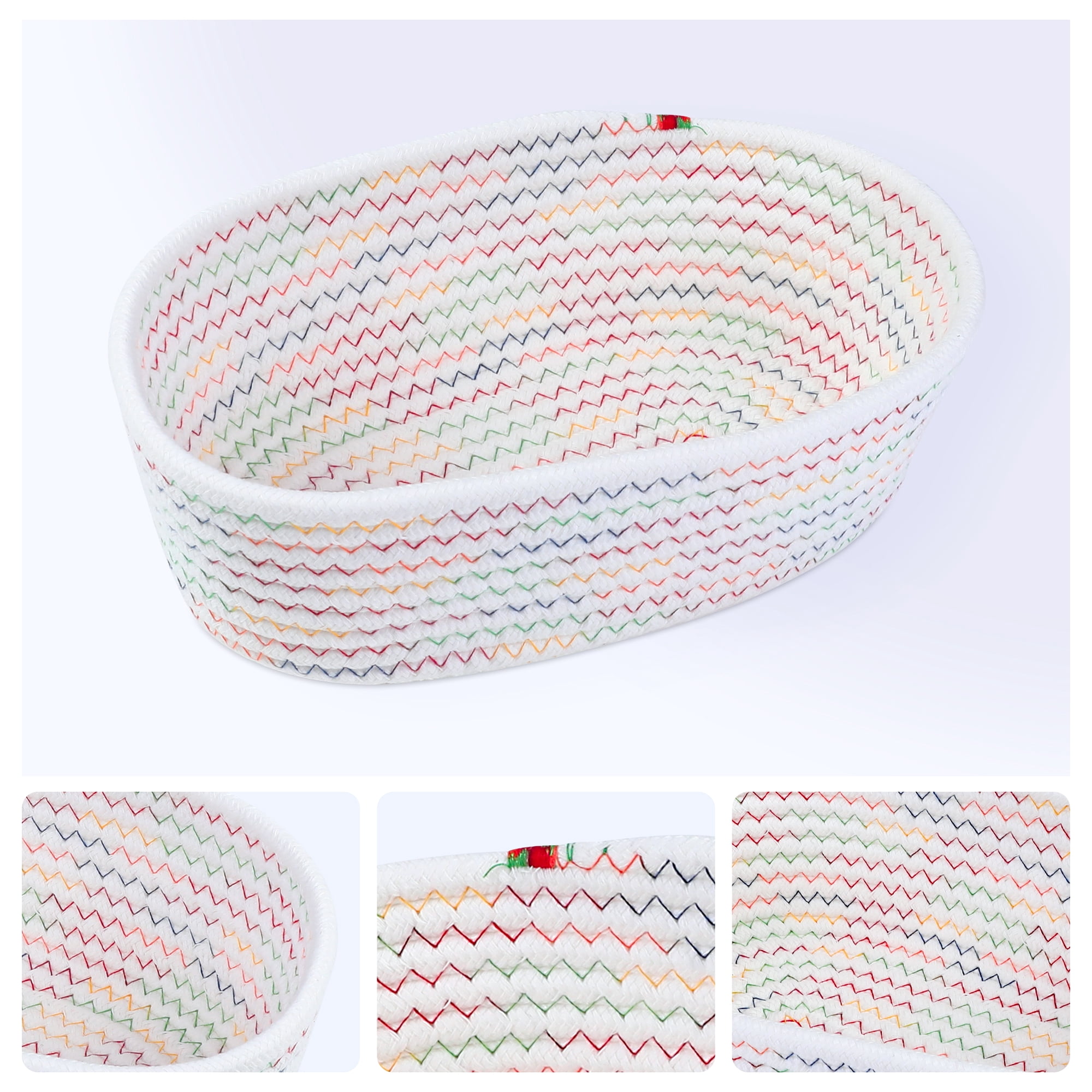 Unique Bargains 3Pcs Storage Basket for Key Tray Bowl White 10.2*6.3*3.1in