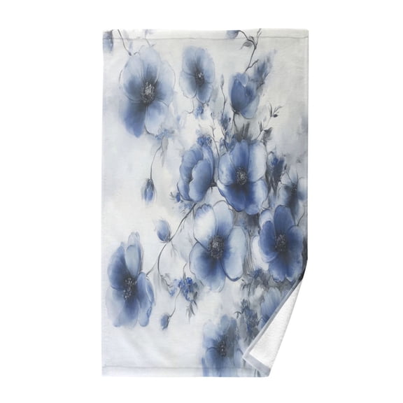 Pure Cotton Face Towel 16x28 Inches Hand Towel Bath Towel Hand Bath Towels Soft Good Water Absorption for Washing Face Wiping Face Blue Cute Flowers
