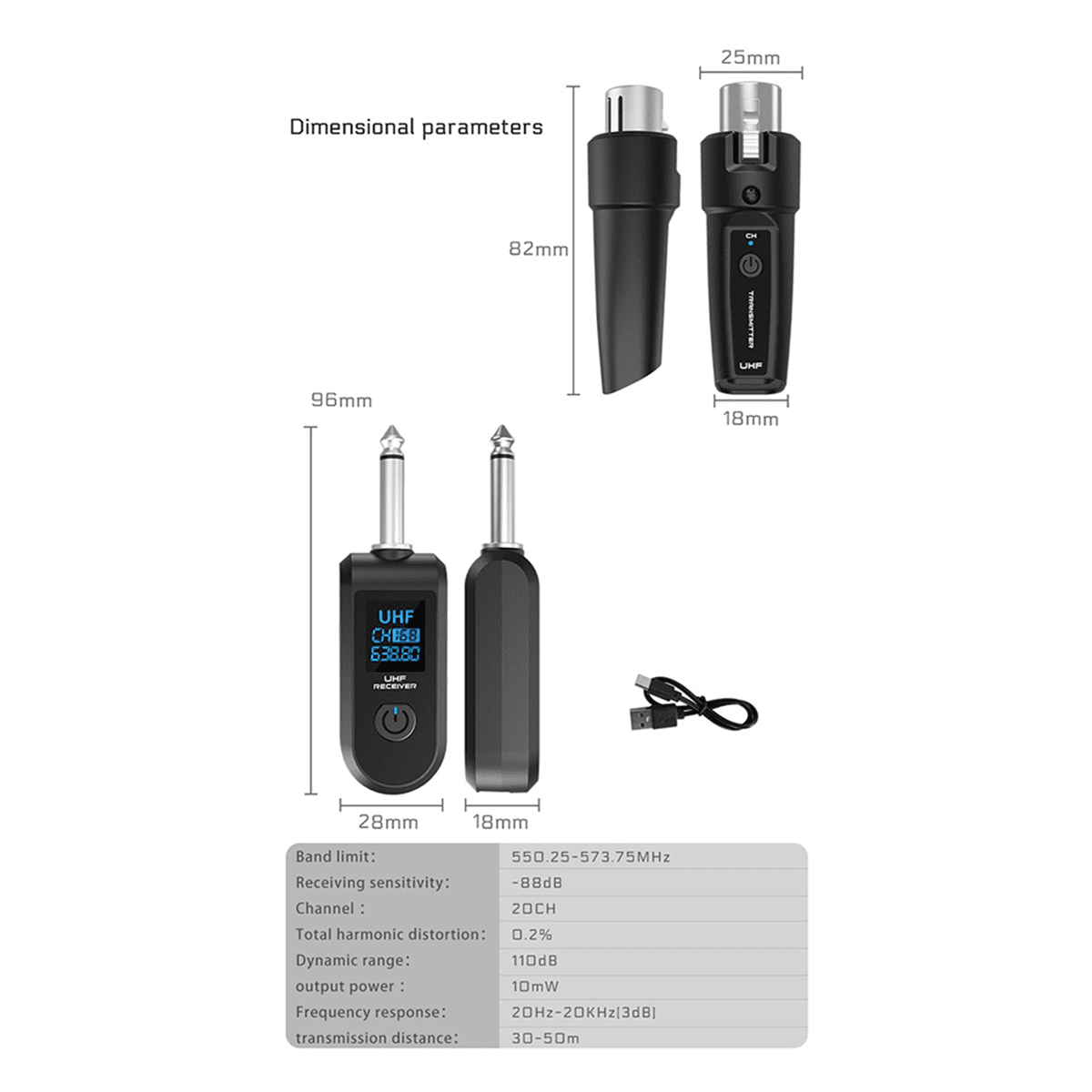 2X New Wireless Microphone UHF Wireless XLR Transmitter and Receiver for Dynamic Microphones Audio Mixers PA Systems,2 set x microphone audio mixer (1 tray 1),Black