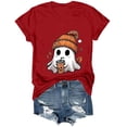 thumbnail image 4 of Akiihool Halloween Shirts Shirts for Women Cute Castle Graphic Vacation Tops Red,S, 4 of 8
