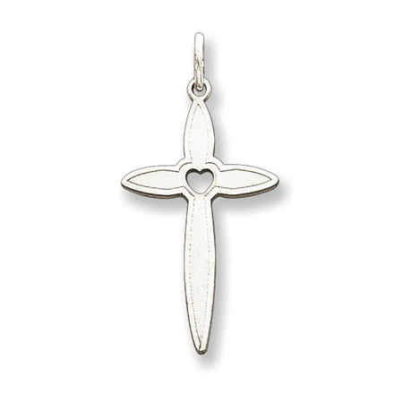 Laser Etched Polished Cross Charm Pendant 925 Sterling Silver