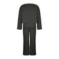 thumbnail image 5 of 2 Piece Outfits Summer,Womens Two Piece Sets Casual Long Sleeve Crewneck Tops and Wide Leg Trouser Baggy Comfort Loungewear Travel Outfit, 5 of 6