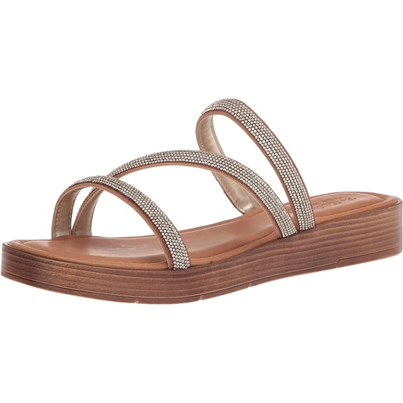 Bella Vita Mens Ona-Italy Sparkle Slide Flat Sandal 5.5 Gold Metallic