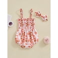 thumbnail image 2 of Suealasg 2Pcs Newborn Baby Girl Clothes Sleeveless Floral Print Romper Bodysuit +Headband 3 6 12 18 Months Infant Summer Cute Outfit, 2 of 9