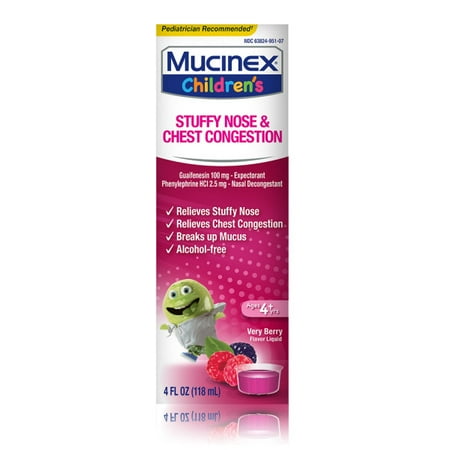 Mucinex Children's Stuffy Nose & Cold Liquid, Mixed Berry, 4 (Best Remedy For Stuffy Nose)