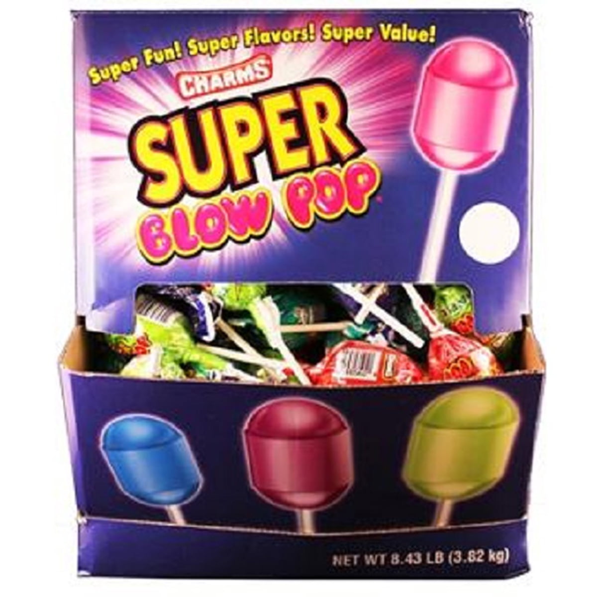 CHARMS SUPER BLOW POP ASSORTED FLAVORS 100 In A Pack Walmart CHARMS SUPER BLOW POP ASSORTED FLAVORS 100 In A Pack Walmart