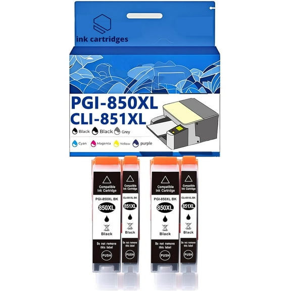 850 PGI-850XL CLI-851XL CLI 851 Ink Cartridges Compatible for Canon MG5480 5580 5680 6380 6400 6680 7180 7580 IP7280 8780 Inkjet Printers, Leak-Proof Design Crisp Printing