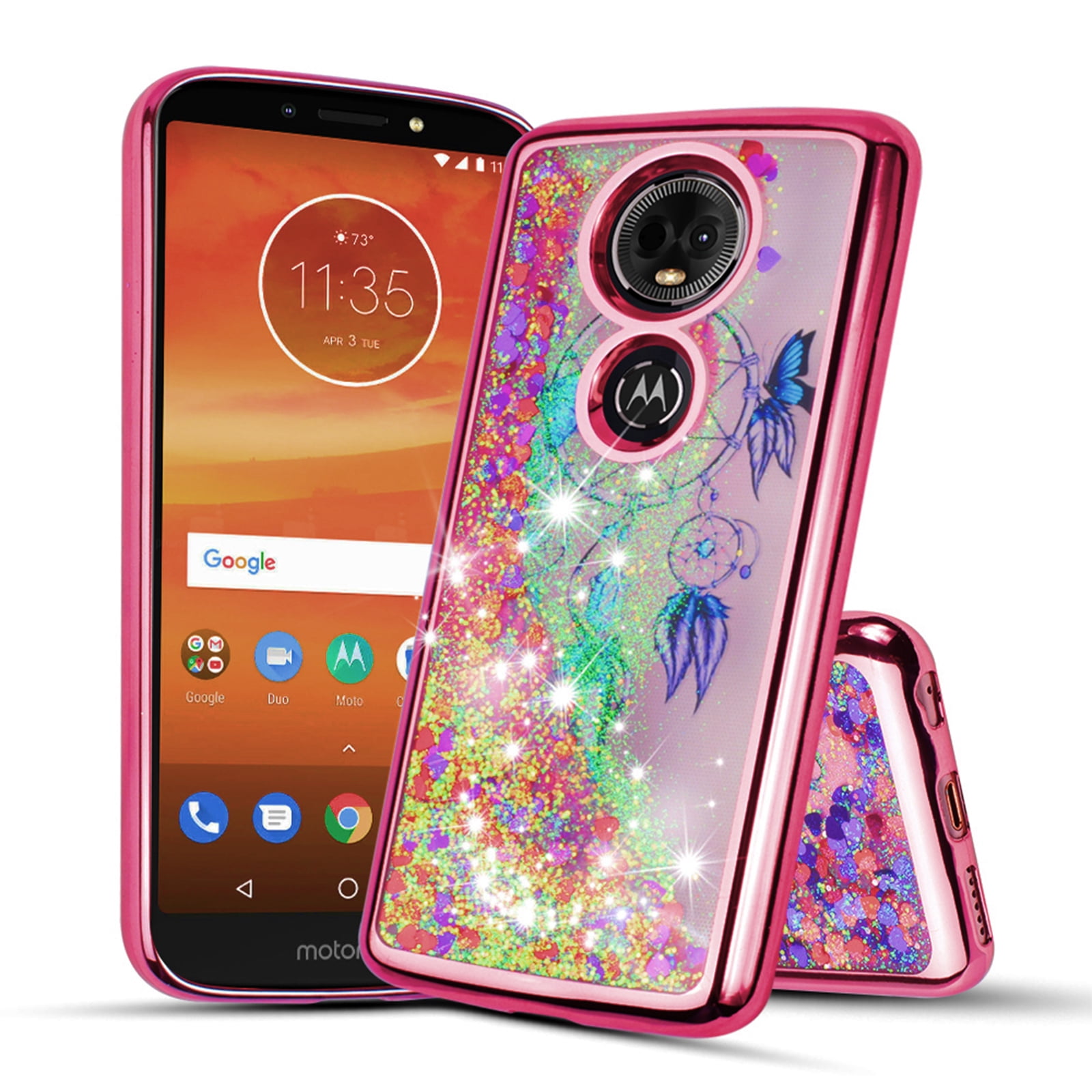 for 6" Motorola moto E5 + Plus E5 SUPRA Case Phone Case Flowing Glitter