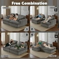 thumbnail image 4 of Corduroy Double Lounge Chaise Sofa Indoor, Oversized Upholstered Sleeper Cloud Couch, Sectional Deep Seat Loveseat for Living Room, No Assembly Required, Grey, 4 of 8