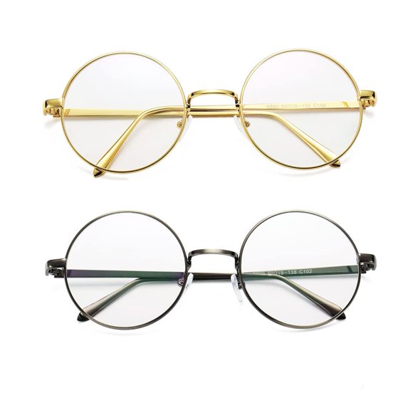 Gafas Pro Acme Retro de Montura Redonda de Metal sin Prescripción