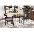 thumbnail image 4 of 3-piece dining mesa set para 2 space-saving negra dinette con metal frame y 2 pu forrado sillas para apartment y dining room, 4 of 8