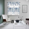 thumbnail image 4 of Blue Teal Eucalyptus Leaves Kitchen Curtains Sets for Windows 36 Inch Length, Watercolor Weeping Botanical Rod Pocket Window Treatments Tier Curtains and Valances Set for Bedroom/Bathroom, 4 of 8
