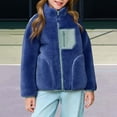 thumbnail image 2 of YunPes Teen Po𝐥ar Fleece Zip Jacket Mock Neck Warm Sherpa Coat Boys Girls Shaggy Thick Fall Winter Outwears with Pocket, 2 of 7