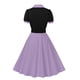 thumbnail image 4 of Puntoco Vestido De Manga Corta Con Cuello En V, Vestido De Longitud Media Estilo Corte Hepburn Retro Para Mujer Violeta Xl, 4 of 6