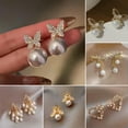 thumbnail image 5 of GKNET Fashion Zircon Pearl Crtsral Earrings Stud Drop Dangle Women Jewellery Xmas New-16.Hook Pearl（4cm）, 5 of 9
