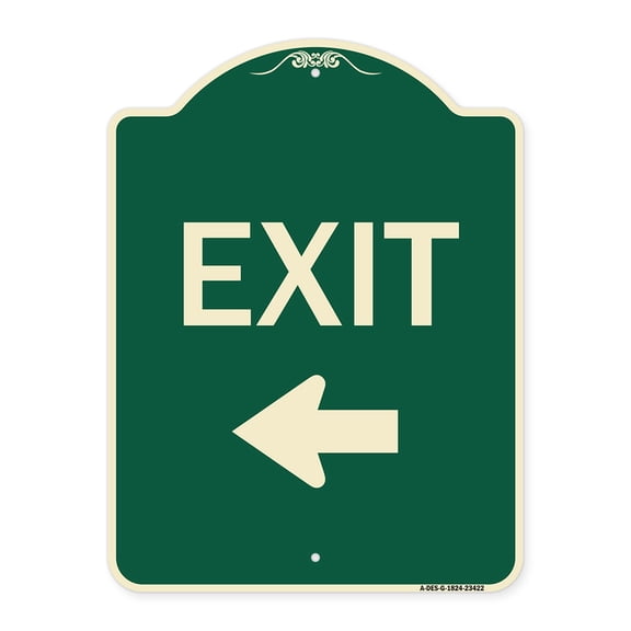 SignMission Designer Series Sign - Parking Lot Sign Exit Sign (Left Arrow) | Green & Tan 18" x 24" Heavy-Gauge Aluminum Architectural Sign | Protect Your Business & Municipality | Made