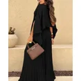 thumbnail image 4 of CHICME Women's 2 Piece Pleated Outfits Set Asymmetrical One Shoulder Tops & High Waist Wide Leg Pants Elegant Irregular Hem Matching Set Black-S, 4 of 9