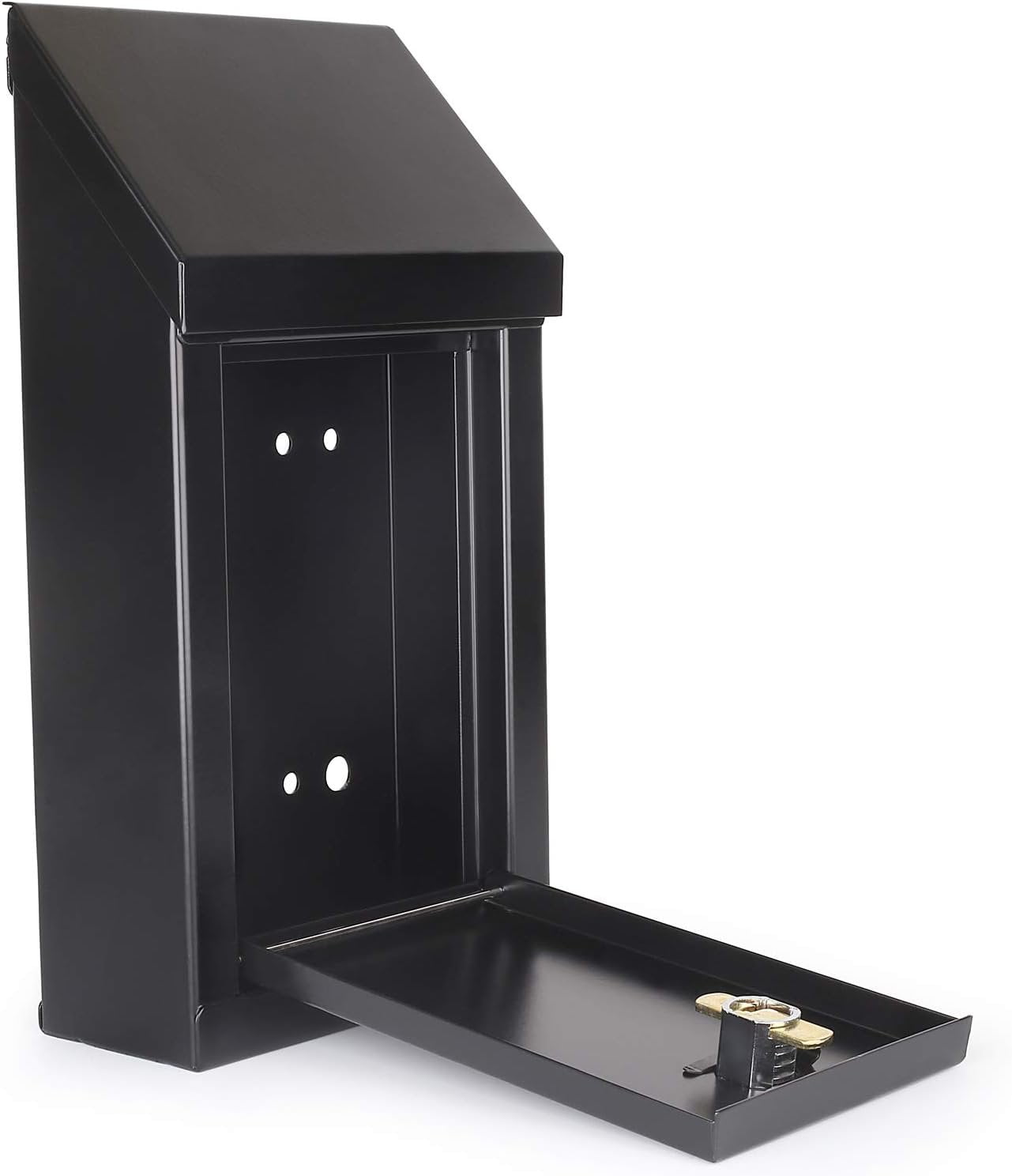 My Charity Boxes Steel Top Slot and Lock Donation Box 10" x 6" x 2.5", Black
