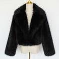 thumbnail image 6 of Women's Faux Fur Cropped Jacket Long Sleeve Open Front Lapel Winter Jacket Shaggy Warm Short Outerwear Fall Clothes, 6 of 7