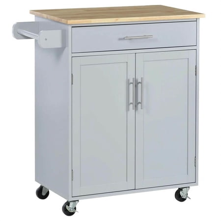 GVN Rolling Kitchen Table Kitchen Island Kitchen Island Cart Rolling Trolley Cart with Drawer Storage Cabinet & Towel Rack Gray