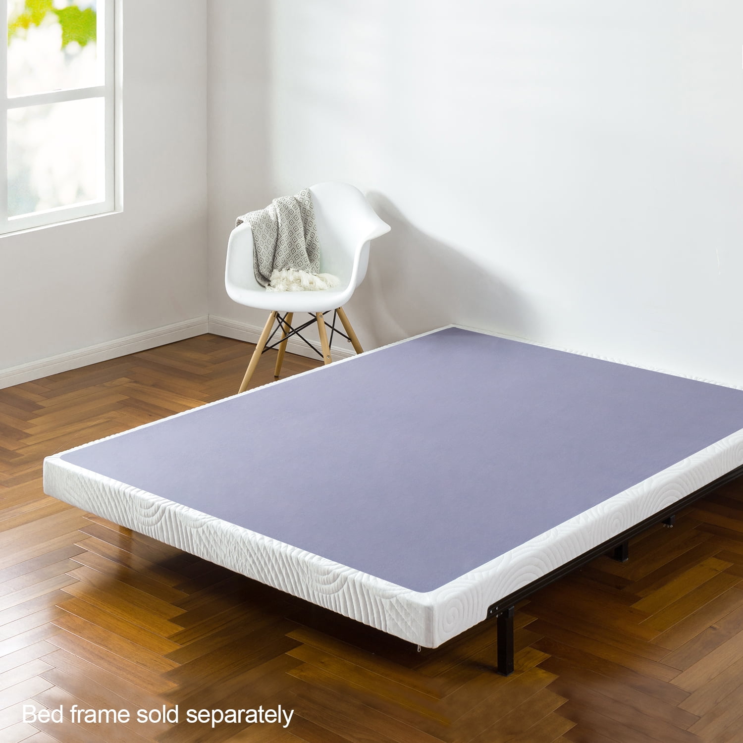 Zinus 4" Metal Box Spring with Wood Slats, Mattress Foundation, Full