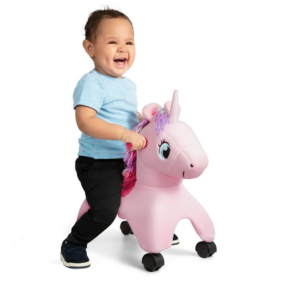 Radio Flyer Shimmer The Magical Unicorn with Interactive Lights and Sounds, Ride On Toy for Toddlers Ages 1-3, Pink Unicorn Toy for Kids