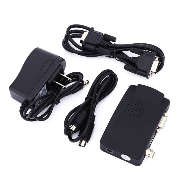 Adaptador convertidor de vídeo compuesto BNC S a vídeo VGA para DVR, enchufe de EE. UU., Reino Unido, UE y AU