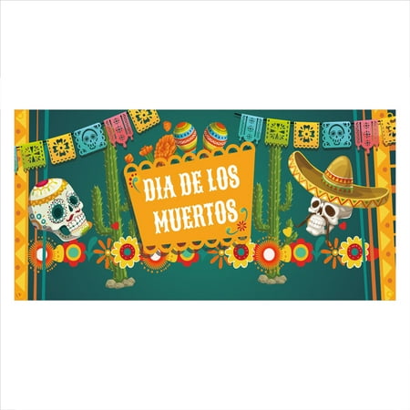 Image of Day of The Dead Mexican Festivals Flag Photography Backdrop Banner Background