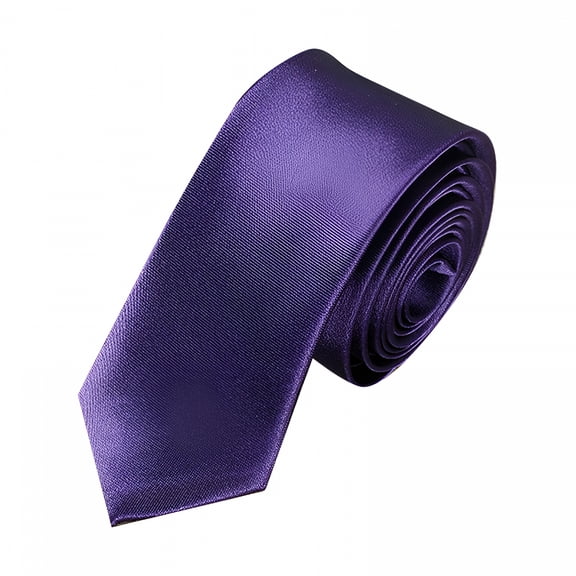 TELOLY Slim Skinny Solid Necktie Dark Purple Necktie Men Plain Tie Party Wedding Black Ties for Men Silk Blend