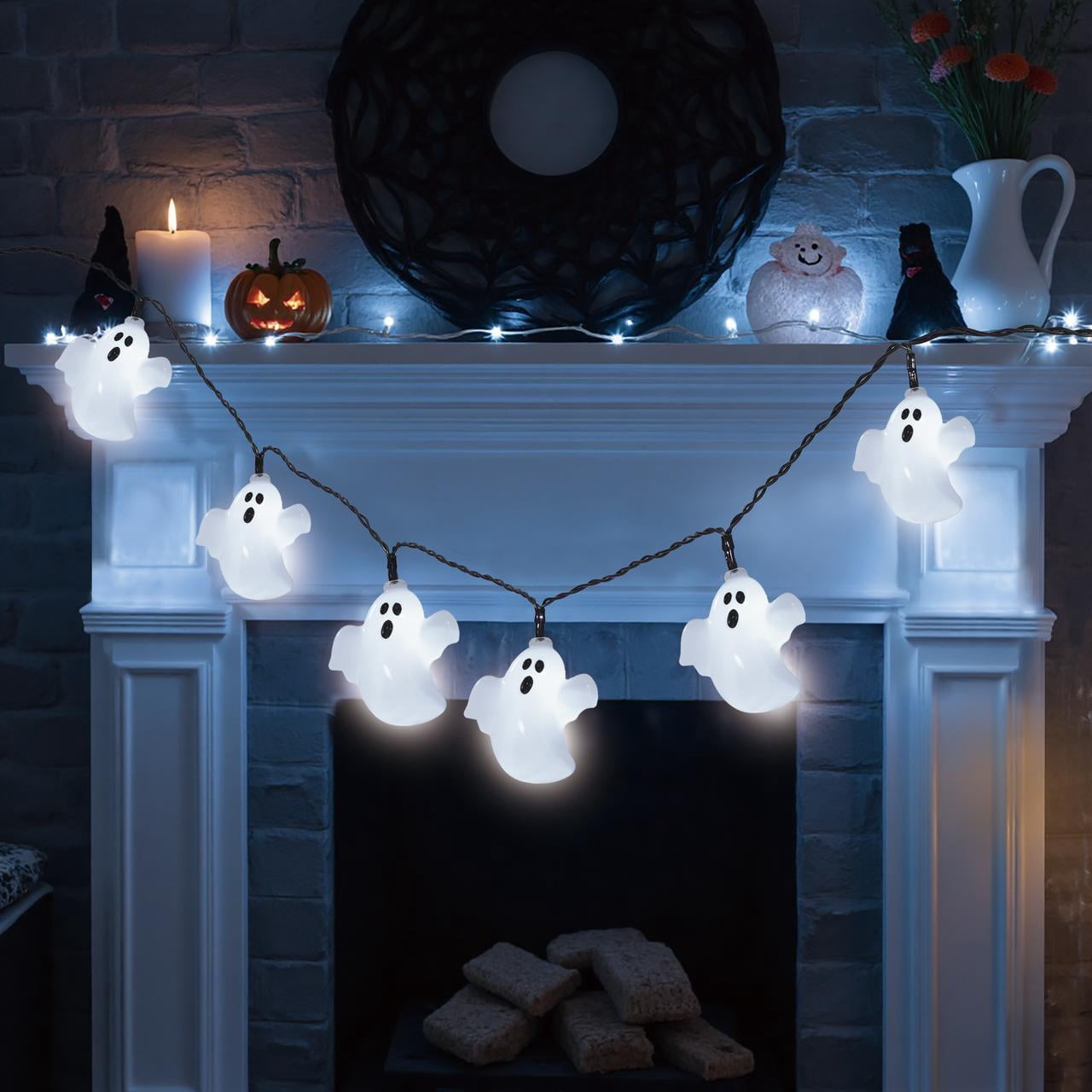 Ghost Lights, 10CT, Cool White LED, 4.5ft, Battery Operated, Halloween Indoor, by Way To Celebrate