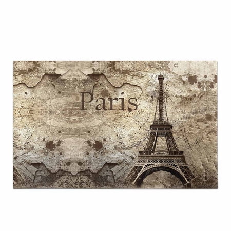 SUNENAT Vintage Paris Eiffel Tower on the Grunge Background Decor Non Slip Bath Rug Absorbent Floor Mats for Tub Bathroom Bedroom Large Size 20 x 32 Inches
