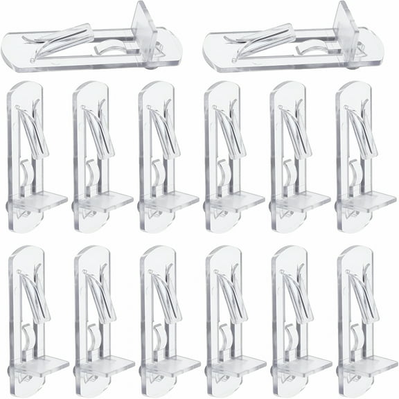 LAMIRO 20 Pcs Plastic Locking Shelf Pins 5mm,3/4” Clear Plastic Locking Shelf Support Peg Clips for 5mm Diameter Peg Hole & 3/4 Inch Cabinet Shelf
