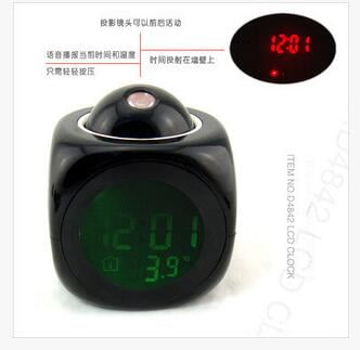 Digital Alarm Clock Multifunction w/ Voice Talking LED Projection Temperature CZ 