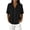 Black, variant on Women Cotton Linen Polo Shirt Casual Short Sleeve Summer Snap Button V Neck Loose Drop Shoulder Work Office Beach Tops