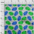 thumbnail image 2 of oneOoneCottonJerseyDarkBlueFabricTropicalLeafWithStripeTextureSewingMaterialPrintFabricByTheYard58InchWide, 2 of 4