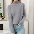 thumbnail image 2 of Dpytoraw Women Stand Collar Neck Slim Sweaters Soft Warm Elastic Pullover Tops, 2 of 4