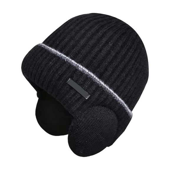 Classic Knit Winter Hat with Ear for Cold Weather and Casual Outdoor Style
