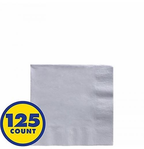 Bulk Paper Napkins 125ct Beverage, Silver 2 pack