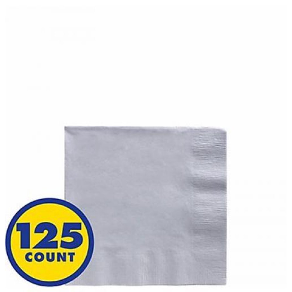 Bulk Paper Napkins 125ct Beverage, Silver 2 pack