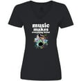 thumbnail image 3 of Inktastic Music Makes Everything Better Women's V-Neck T-Shirt, 3 of 5