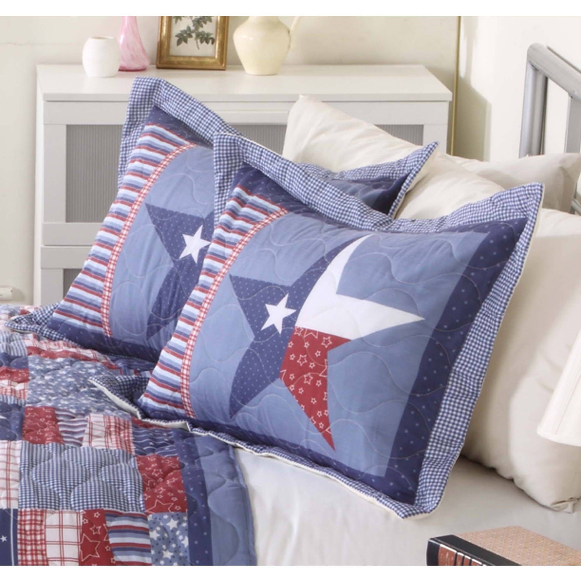 New Mainstays Star & Stripes Quilted King Size Pillow Sham 1 Piece 