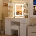 thumbnail image 6 of Caulitar Vanity Desk Set with Mirror, Makeup Vanity Table with Storage and Adjustable Lighting Colors, Makeup Vanity with Desk and Stool for Women, 6 of 11