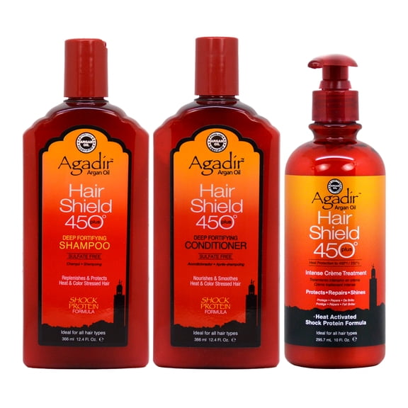 Agadir Hair Shield 450 Shampoo 12.4oz 450 Conditioner 12.4oz 450 Intense Creme Treatment 10oz