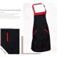 thumbnail image 4 of Delantal de cocina unisex negro con detalles en rojo, duradero, para chef de cafetería, para restaurantes y cocina casera, 4 of 7