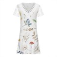 thumbnail image 5 of Puntoco Vestido De Manga Corta Con Cuello En V, Talla Grande Para Mujer, Estampado, Suelto, Informal, Blanco L, 5 of 5