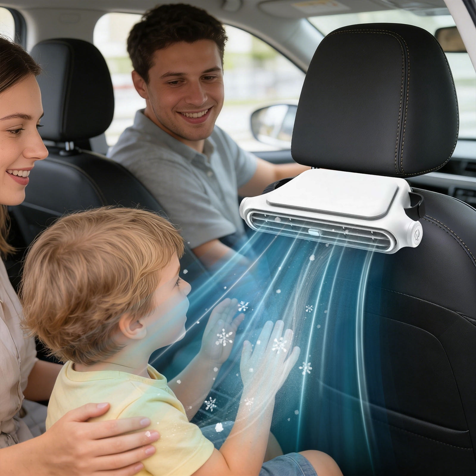 HOZVOMI Car Seat Fan, USB Powered Portable Backseat Fan, Quiet Brushless Motor, 3 Speed Settings, 360 Degree Adjustable, Safety Grille, Headrest Mount for SUV, Truck, RV, Sedan